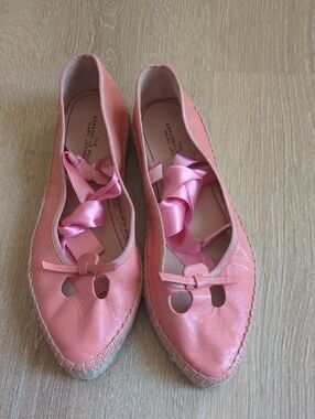 Marc Jacobs The Mouse Espadrille Point Toe Pink Platform Ankle Straps EU 36 Us 6